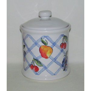 Corning Ware "Corelle" FRUIT TOO Medium Flat 5.75 inch Canister with Lid